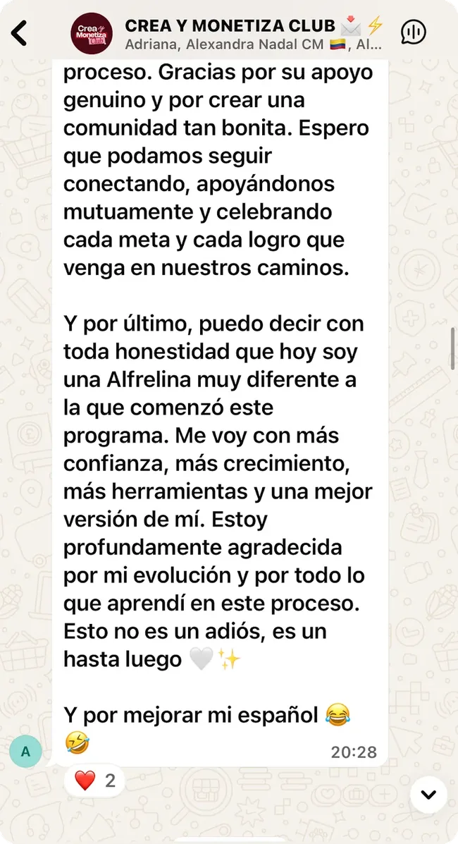 Alfrelina, al terminar el programa