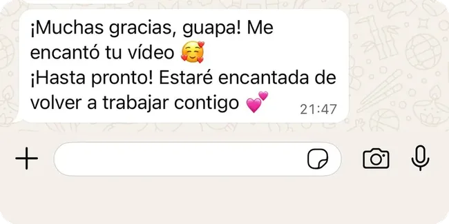 La marca, después de recibir su video